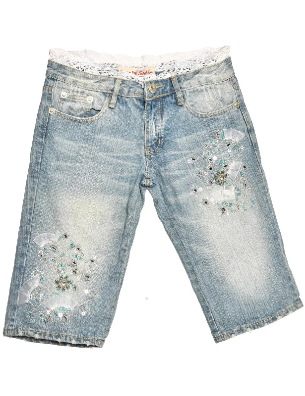 Embellished Denim Shorts - W30 L15