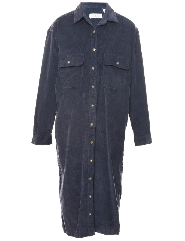 Corduroy Shirt Dress - L