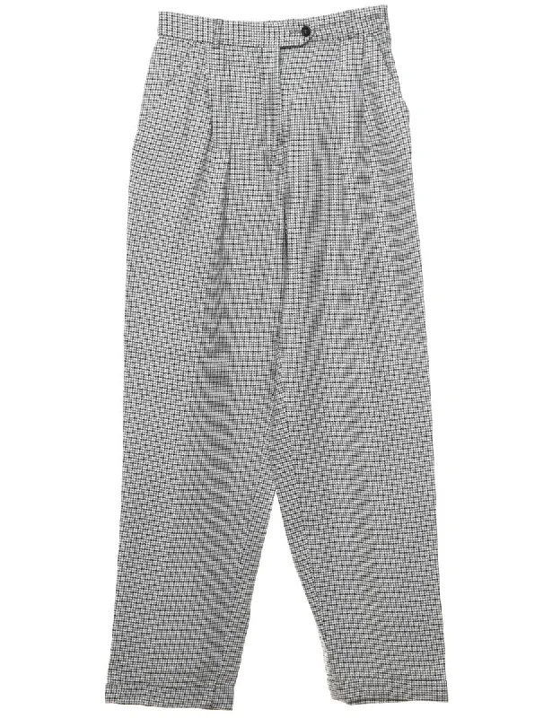 Dogtooth Tapered Grey & White Trousers - W26 L30