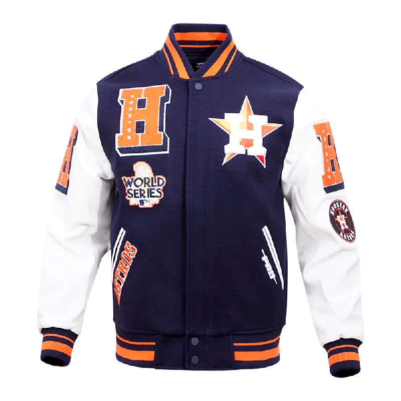 MLB HOUSTON ASTROS MASHUP MEN'S RIB WOOL VARSITY JACKET (MIDNIGHT NAVY/ORANGE/MIDNIGHT NAVY)