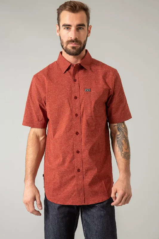 Kimes Ranch Mens Linville Solid Dark Red Cotton Blend S/S Shirt