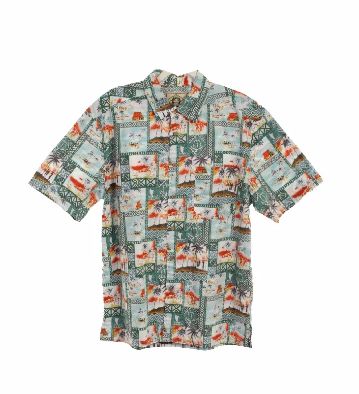 Scully Mens Island Surfers Pine 100% Cotton S/S Shirt