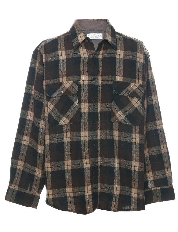 Dark Brown Checked Shirt - XL