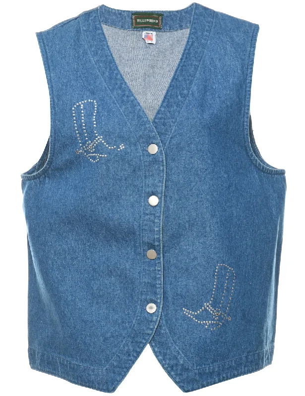 Embellished 1990s Denim Western Vest - L