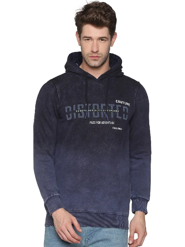 Men Printed Navy Blue Sweatshirt