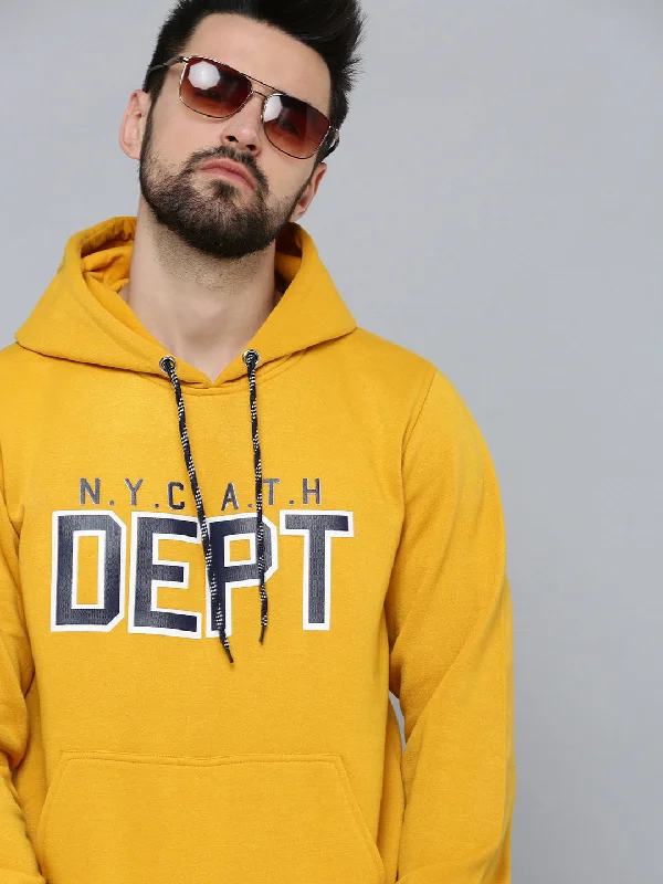 Men Yellow Solid Sweatshirt