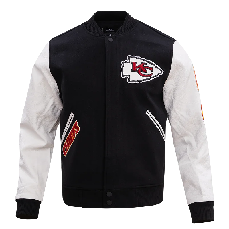 NFL KANSAS CITY CHIEFS CLASSIC WOOL MEN'S VARSITY JACKET (BLACK/WHITE)