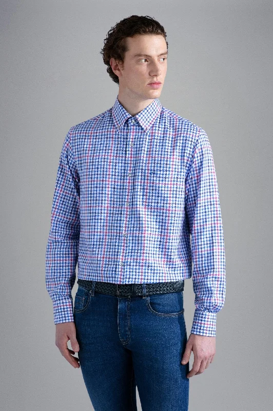 PAUL&SHARK X Long Sleeve Twill Check Shirt RED/WHITE/BLUE