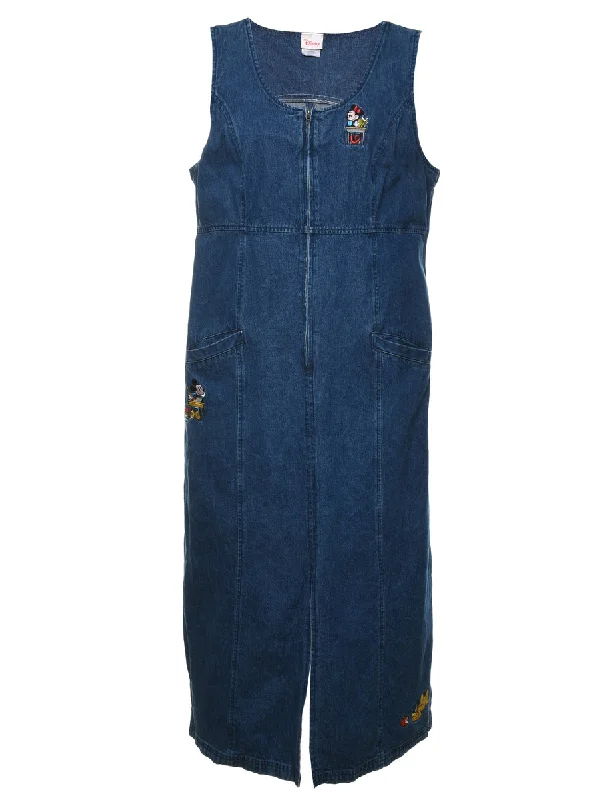 Disney Embroidered Denim Dress - L