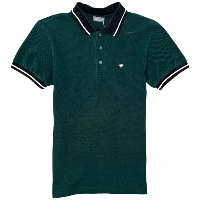 Men's Embroidered Bee Polo Shirt Green Size S