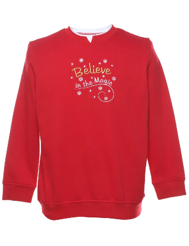 Embroidered Christmas Sweatshirt - M