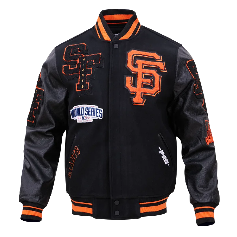 MLB SAN FRANCISCO GIANTS MASHUP MEN'S RIB WOOL VARSITY JACKET (BLACK/ORANGE)