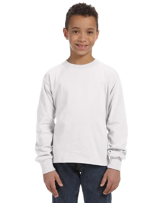 Fruit of the Loom Youth Heavy Cotton Long Sleeve T-Shirt | White