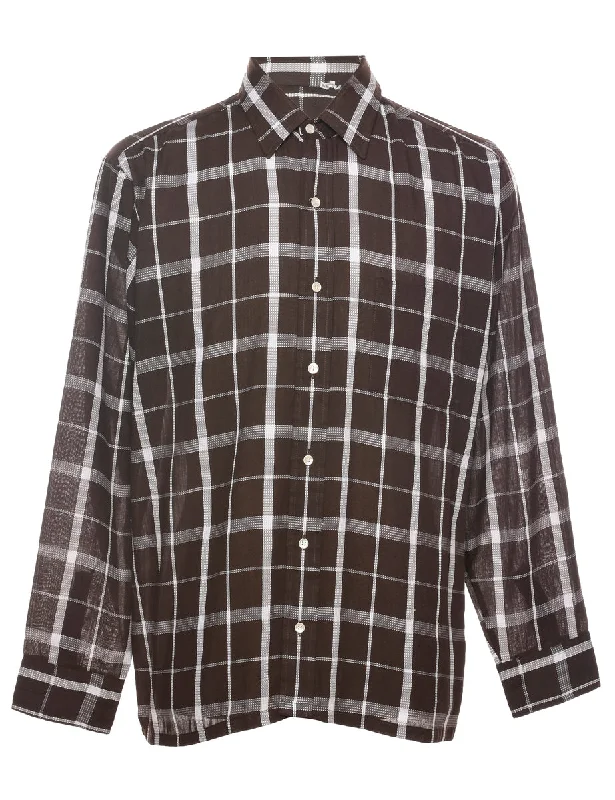 Dark Brown Checked Shirt - L