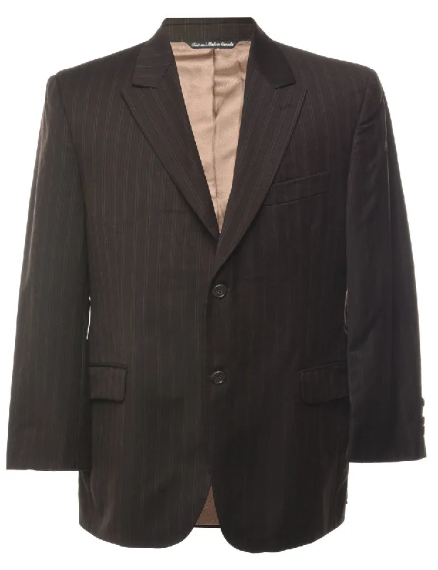 Dark Brown Striped Blazer - L