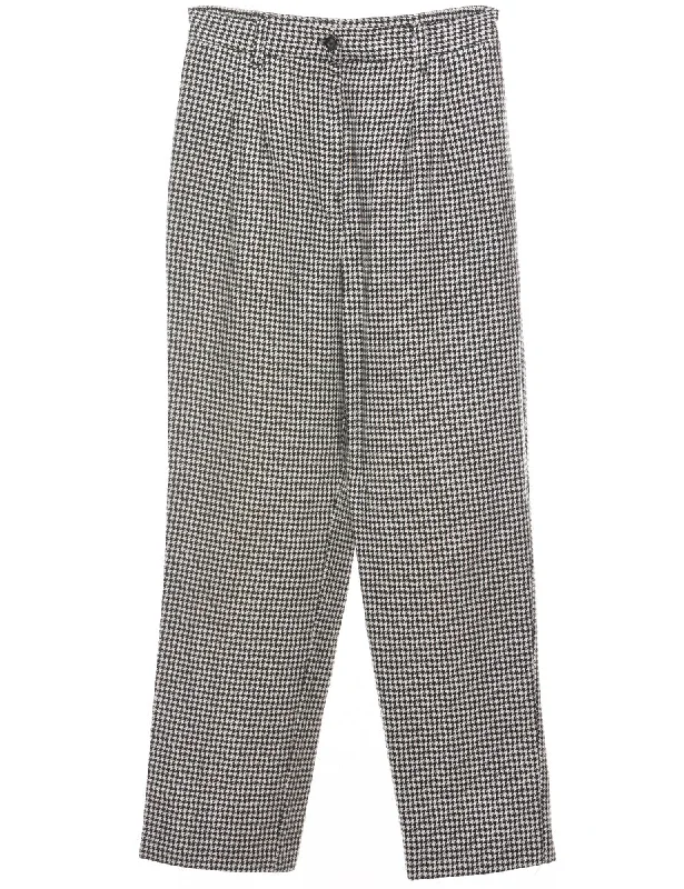 Dogtooth Design Black & White Tapered Trousers - W26 L27