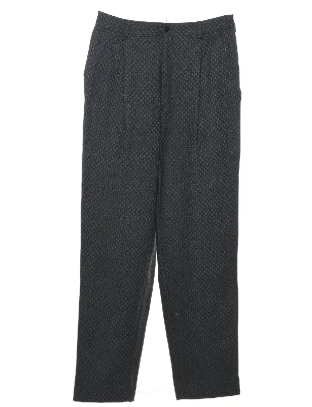 Dark Grey Patterned Trousers - W32 L33