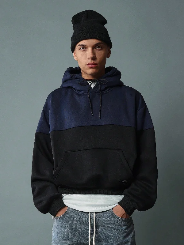 Crop Fit Overhead Colour Block Panel Hoodie