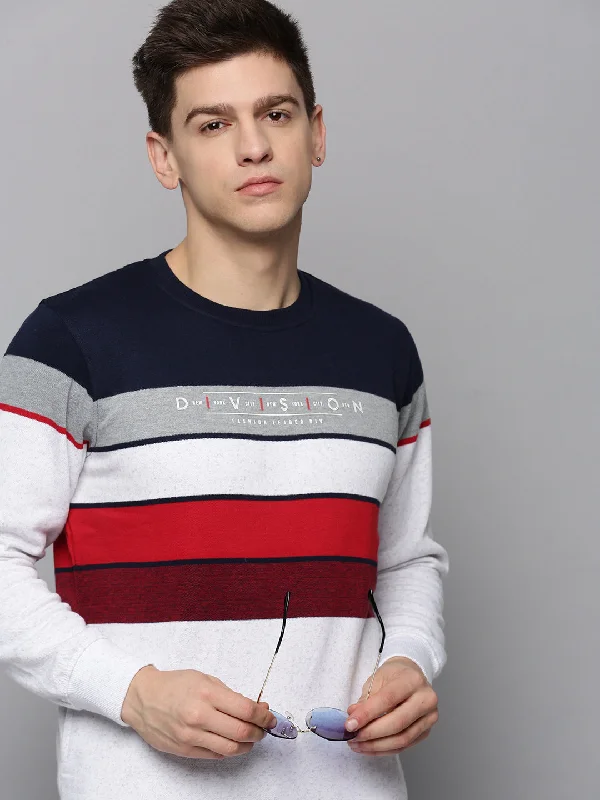 Men White Colourblock Sweatshirt