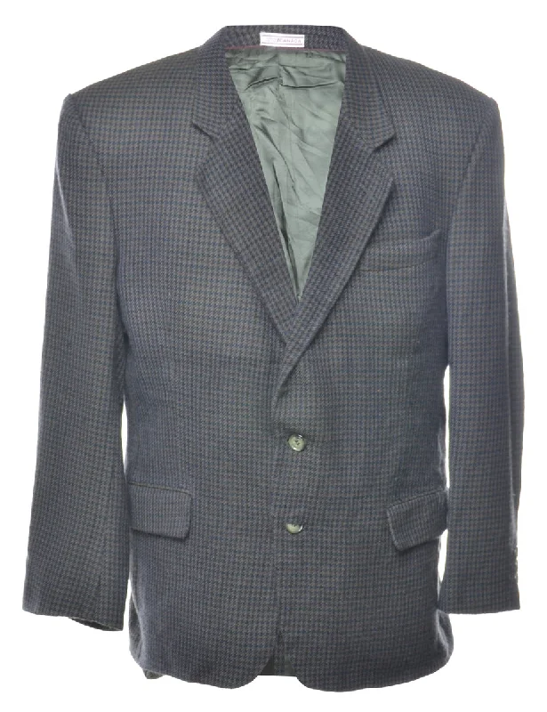 Dogtooth Wool Grey & Blue Blazer - L