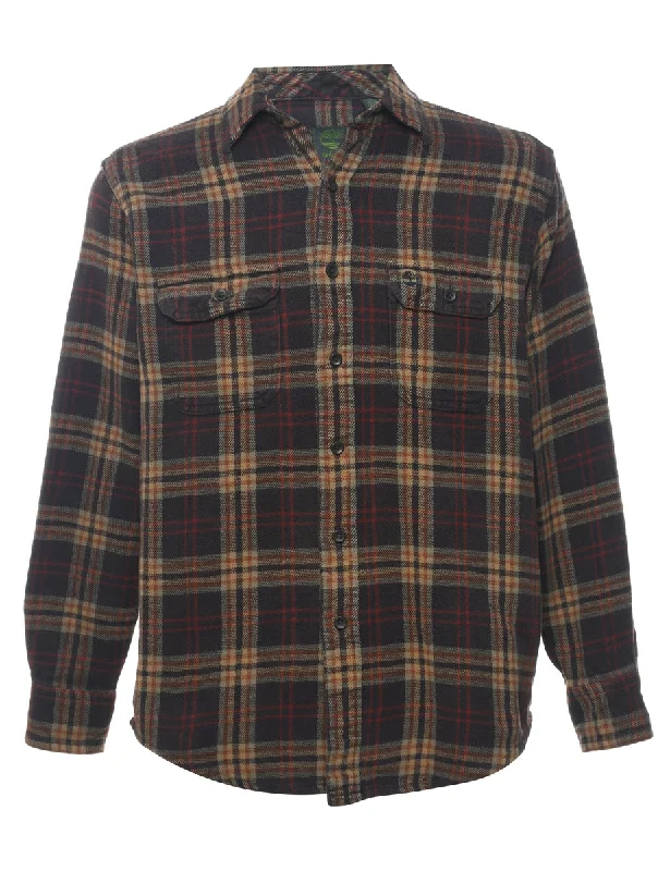 Dark Brown Classic Checked Shirt - M