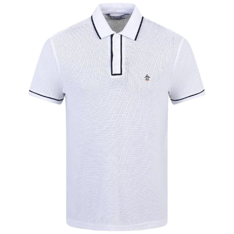 Archive Organic Cotton Earl Mesh Polo Bright White - SS24