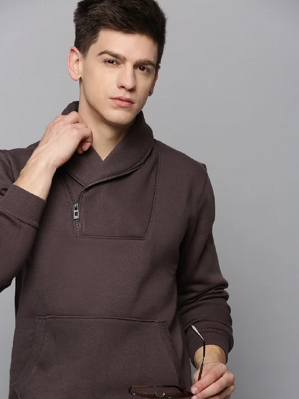 Men Grey Solid Sweatshirt