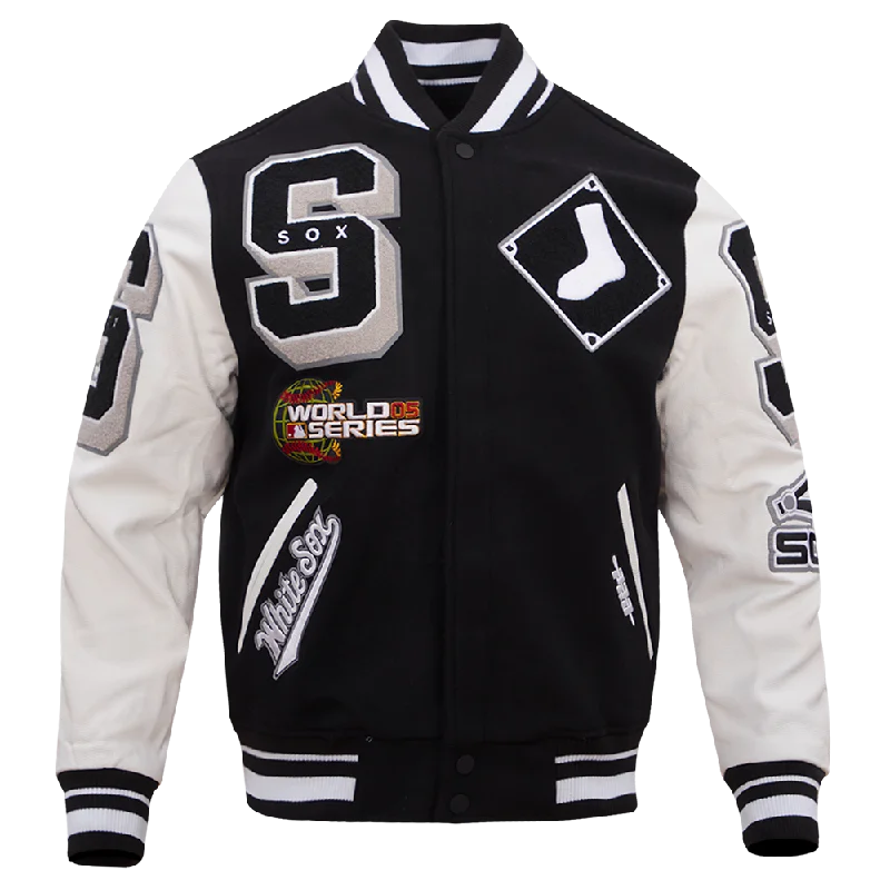 MLB CHICAGO WHITE SOX MASHUP MEN'S RIB WOOL VARSITY JACKET (BLACK/WHITE)