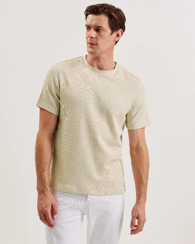 Heynes Ss Regular Fit Textured T-Shirt Beige