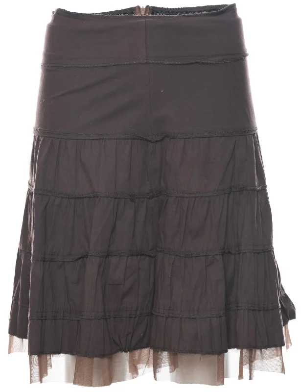 Dark Brown Flared Skirt - S