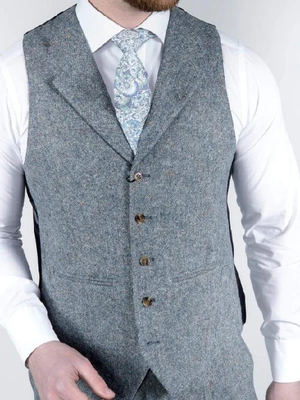 LIGHT BLUE TWEED WAISTCOAT