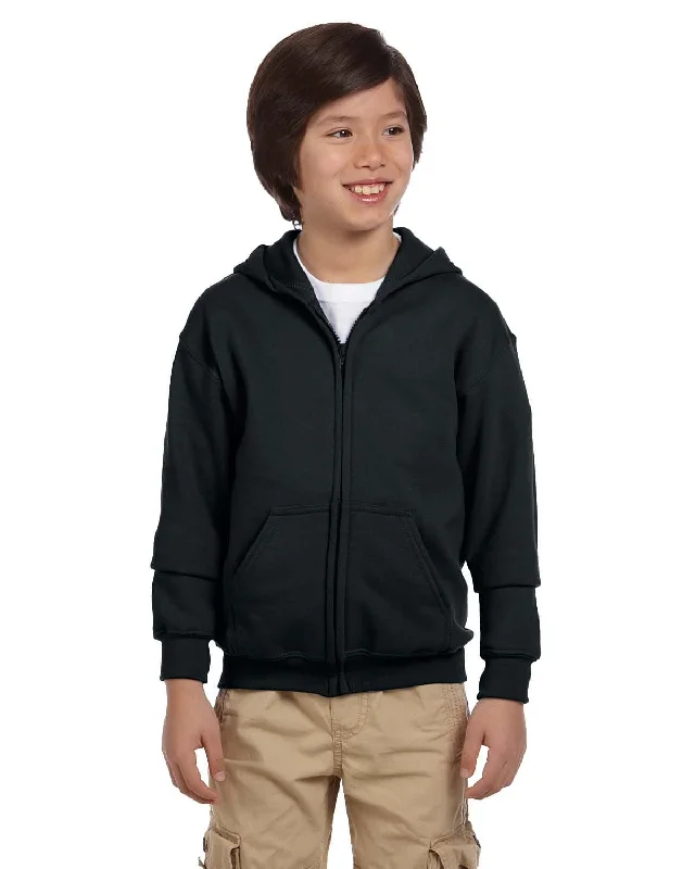 Gildan Youth Heavy Blend 50/50 Full-Zip Hooded Sweatshirt | Black