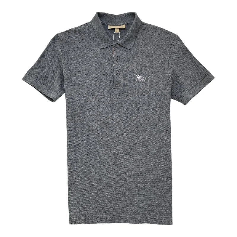 Men's Embroidered Logo Polo Shirt Grey Size S