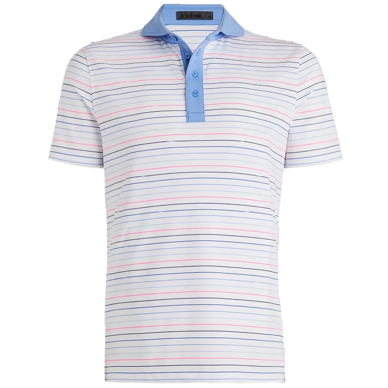 Multi Stripe Tech Jersey Polo Snow White - SS24