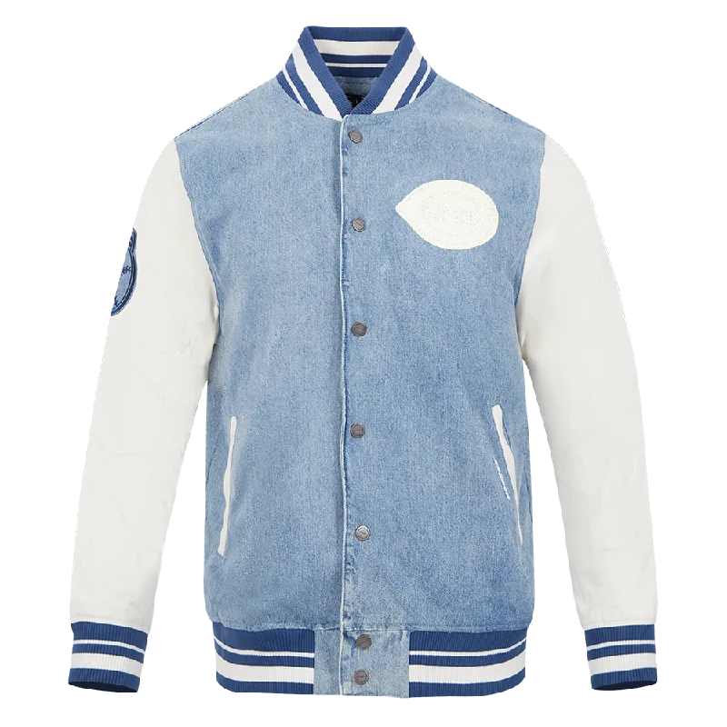 MLB CINCINNATI REDS VARSITY BLUES MEN'S DENIM VARSTIY JACKET (DENIM/LINEN)