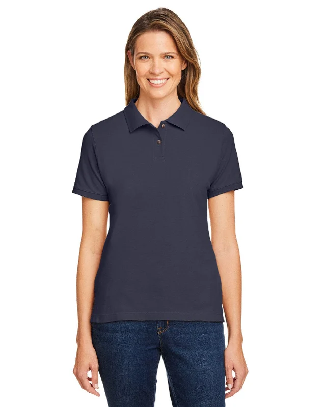 Harriton Ladies Cotton Pique Polo Shirt | Navy