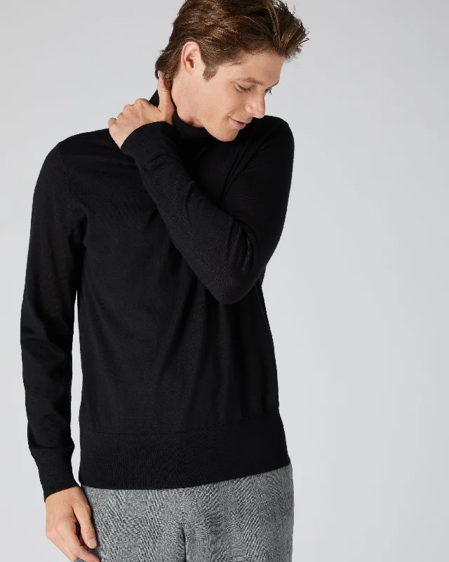 Men's Pimlico Fine Gauge Cashmere Turtle Neck Sweater Black