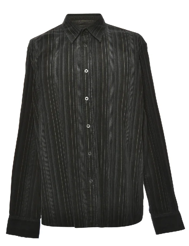 Corduroy Grey & Black Striped Shirt - XL