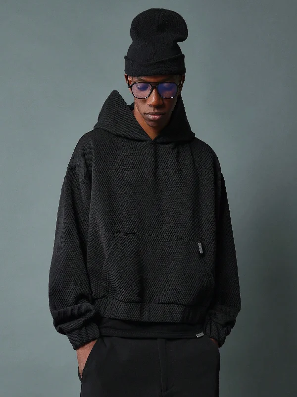 Crop Fit Textured Overhead Hoodie